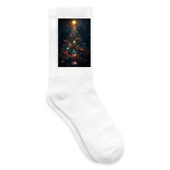 Kosmischer Weihnachtsbaum mit Planetenschmuck - Tennissocken - Weiß - Rechts