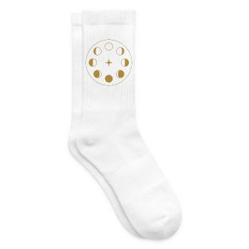 Mondphasenrad – Goldener Mondzyklus - Tennissocken - Weiß - Rechts