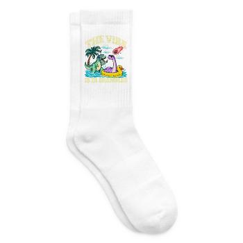 Beach Dinosaurier Die Stimmung ist im Chaos - Tennissocken - Weiß - Rechts