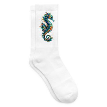 Türkis-Seepferdchen - Tennissocken - Weiß - Rechts