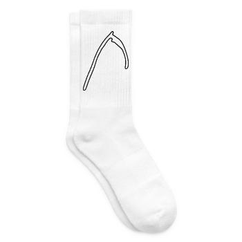 Sense – einfache schwarze Umrisszeichnung - Tennissocken - Weiß - Rechts