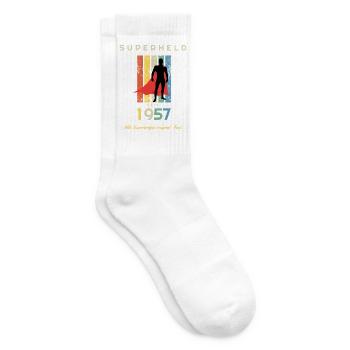 Jahrgang 1957 Superheld 70. Geburtstag Mann Opa - Tennissocken - Weiß - Rechts