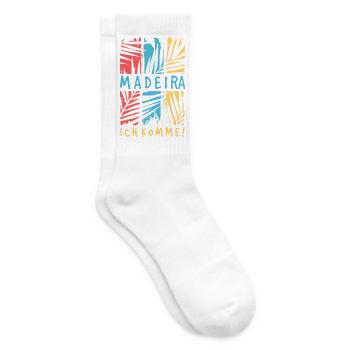 Madeira Ich Komme Urlaub Reise Fernweh Palmen - Tennissocken - Weiß - Rechts