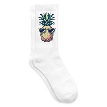 Ananas mit Sonnenbrille – Bunt - Tennissocken - Weiß - Rechts