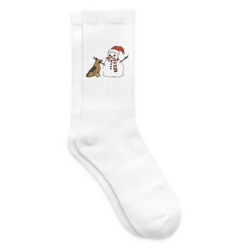 Schäferhund klaut Schneemann den Stockarm - Tennissocken - Weiß - Rechts