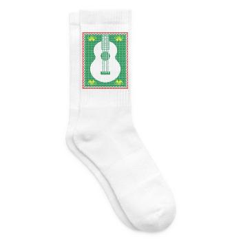 Gitarren-Weihnachtsmuster - Tennissocken - Weiß - Rechts