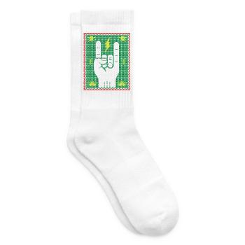 Weihnachtsmuster-Fingerhörner - Tennissocken - Weiß - Rechts