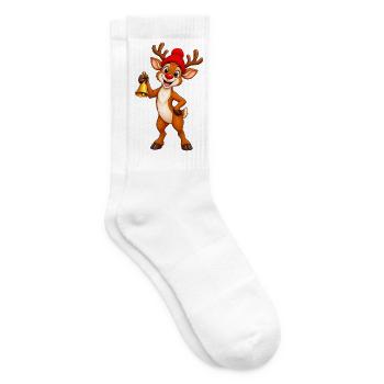 Rentier mit Glocke - Tennissocken - Weiß - Rechts