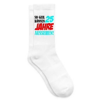 25 Jahre Aussehen – Retro Comic Stil - Tennissocken - Weiß - Rechts