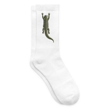 Krokodil auf dem Rücken hängend – Trompe-l'oeil-Effekt - Tennissocken - Weiß - Rechts