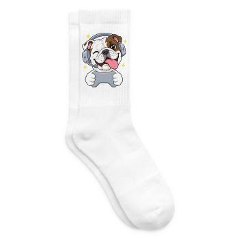 Gaming Englische Bulldogge Headset und Controller - Tennissocken - Weiß - Rechts