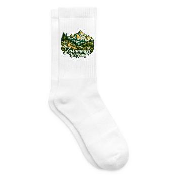 Zusammen bergauf Wanderpartner mit Bergpanorama - Tennissocken - Weiß - Rechts