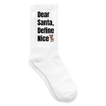 Dear Santa Define Nice – Lustiger Weihnachtselch - Tennissocken - Weiß - Rechts