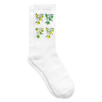 Zitronenzweig Blütenmuster - Tennissocken - Weiß - Rechts