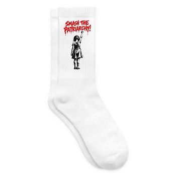 Patriarchat Graffiti: Mädchen-Rebellion - Tennissocken - Weiß - Rechts