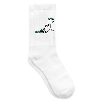 Lustiger Gärtner mit Rasenmäher Comic - Tennissocken - Weiß - Rechts