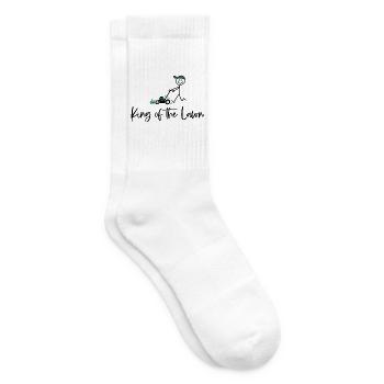 King of the Lawn – Lustiger Rasenmäher Spruch - Tennissocken - Weiß - Rechts