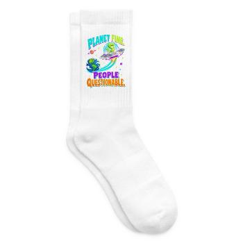  Planet Fine People Questionable Alien UFO Erde - Tennissocken - Weiß - Rechts
