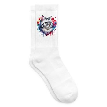 Amerikanische Kurzhaarkatze - Tennissocken - Weiß - Rechts