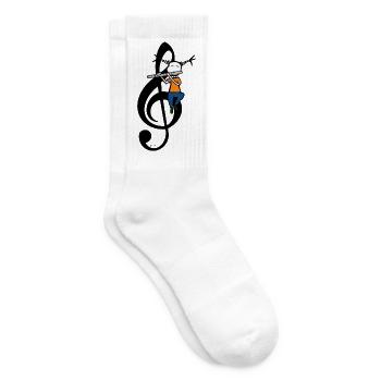 Flötenleben – T-Shirt mit Flötist mit Violinschlüssel - Tennissocken - Weiß - Rechts