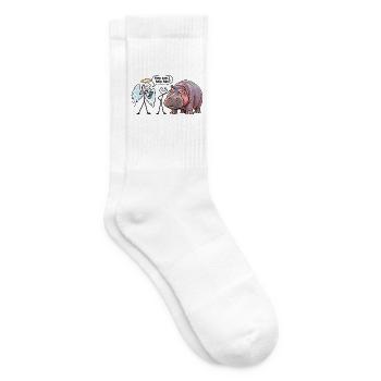 Veralteter Schutzengel und Nilpferd – Humor - Tennissocken - Weiß - Rechts