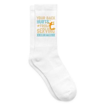 Rücken tut weh vom Aufschlag – Volleyball Humor - Tennissocken - Weiß - Rechts