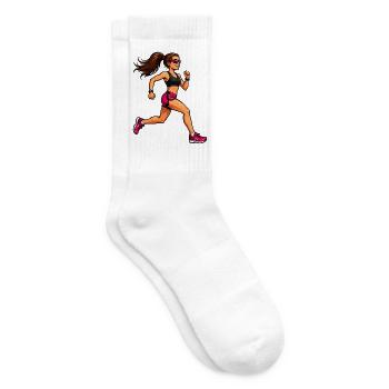 Powerfrau Lauf-Illustration - Tennissocken - Weiß - Rechts