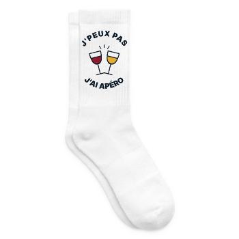 Ich kann nicht, ich habe einen Aperitif – humorvolles T-Shirt - Tennissocken - Weiß - Rechts