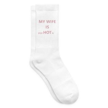 054 Meine Frau ist HOT Pink Typografie - Tennissocken - Weiß - Rechts