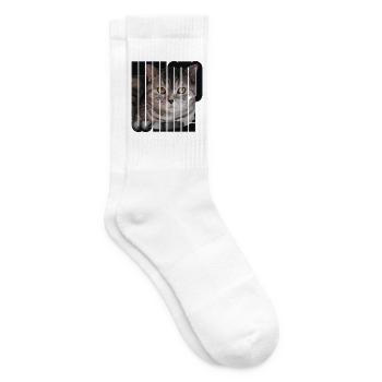 Katze WAS Text Drucken - Tennissocken - Weiß - Rechts