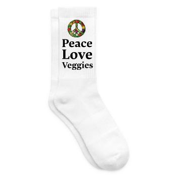 Peace Love Veggies – Vegan Vegetarisch Gemüse - Tennissocken - Weiß - Rechts