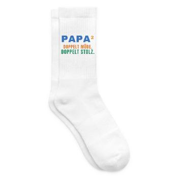 Papa² – Doppelt müde. Doppelt stolz. - Tennissocken - Weiß - Rechts