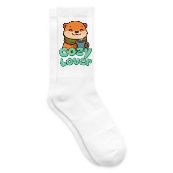 Otter mit Kaffee Cozy Charm - Tennissocken - Weiß - Rechts