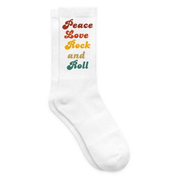 Peace Love Rock and Roll - Tennissocken - Weiß - Rechts