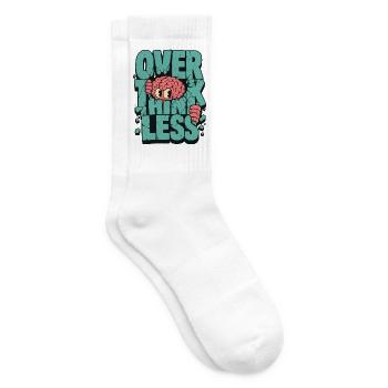 Gehirn – Over Think Less - Tennissocken - Weiß - Rechts