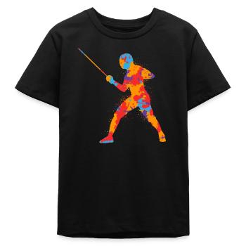 Fechter Grafik Bunt Fecht Schwerter Kinder Fechten - Teenager Organic T-Shirt Mini Creator von Stanley/Stella - Schwarz - Vorne