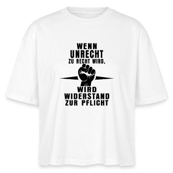 Unrecht erkennen – Widerstand zeigen - Stanley/Stella Frauen Boxy Bio-T-Shirt Nova - Weiß - Vorne - Anna (173cm)