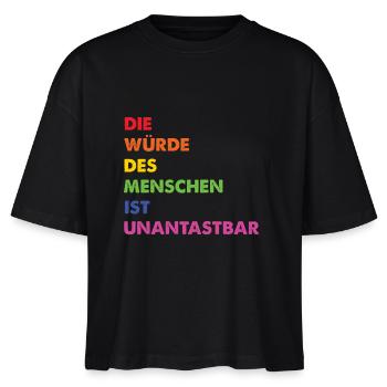 Menschenrechte Regenbogen Grundgesetz - Stanley/Stella Frauen Boxy Bio-T-Shirt Nova - Schwarz - Vorne - Anna (173cm)