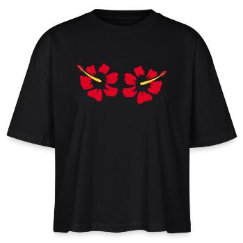 Blume rot rote Blumen rot rote Blumen Hibiskus - Stanley/Stella Frauen Boxy Bio-T-Shirt Nova - Schwarz - Vorne - Anna (173cm)