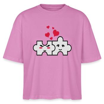 Puzzle-Paar - Stanley/Stella Frauen Boxy Bio-T-Shirt Nova - Pink - Vorne - Luana (180cm)