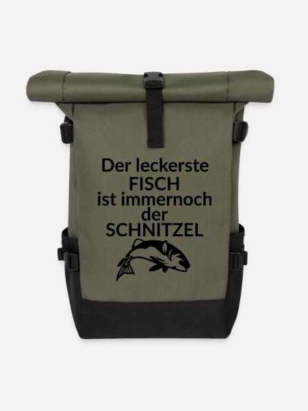 Schnitzel-Fisch - Rolltop Rucksack - Olive/Schwarz