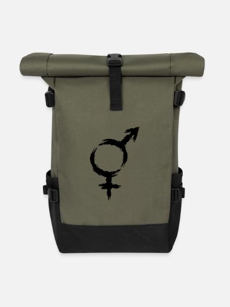 Hetero Symbol Mars Venus - Rolltop Rucksack - Olive/Schwarz