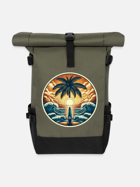 Surfer Logo - Rolltop Rucksack - Olive/Schwarz