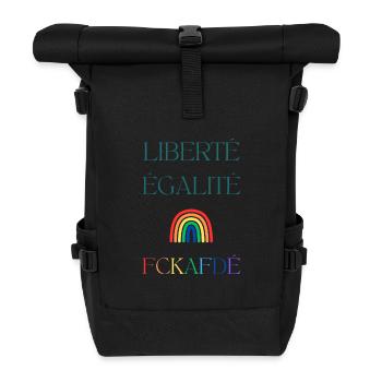 LIBERTÉ EGALITÉ FCKAFDÉ - Regenbogen Design FCKAFD - Rolltop Rucksack - Schwarz - Vorne