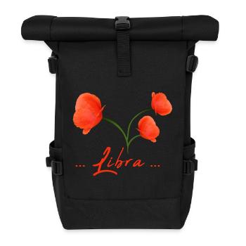 Waage Sternzeichen Waage Mohnblume Mohn - Rolltop Rucksack - Schwarz - Vorne