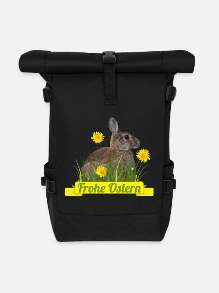 Frohe Ostern Osterhase - Rolltop Rucksack - Schwarz