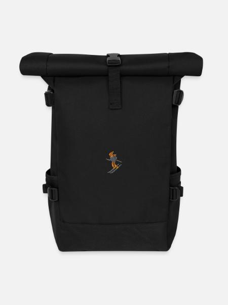 Skifahrer bestickt - Rolltop Rucksack - Schwarz