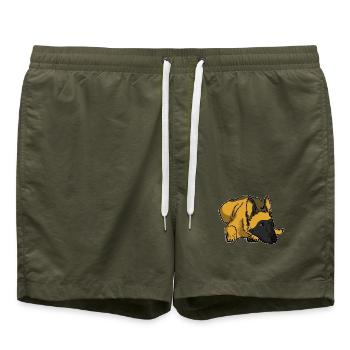 Wachsamer Malinois Gebrauchshund - Badeshorts - Olive - Vorne - AI Model Male 185 light (185cm)