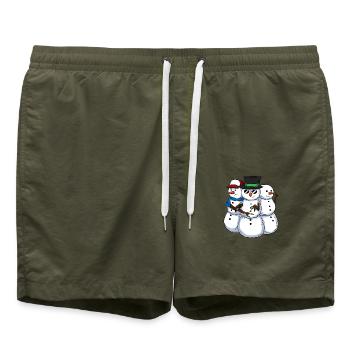 Cool Snowmans Coole Schneemänner - Badeshorts - Olive - Vorne - AI Model Male 185 light (185cm)