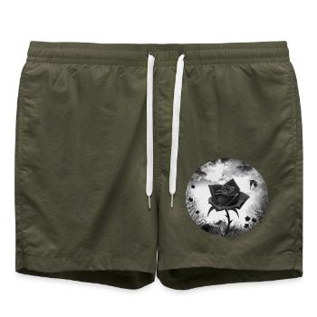 schwarze Rose Goth Gothic - Badeshorts - Olive - Vorne - AI Model Male 185 light (185cm)